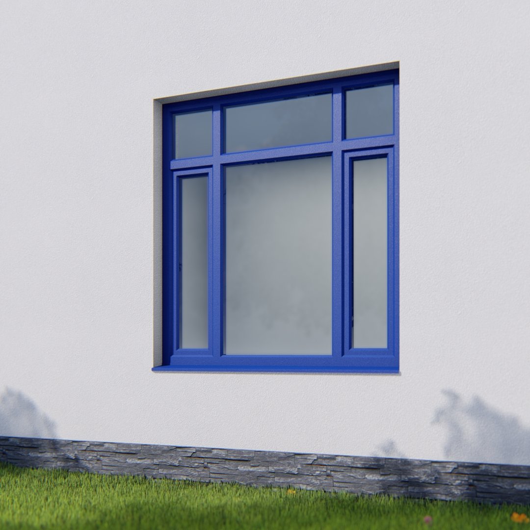 Окно трехстворчатое, 3 фрамуги сверху